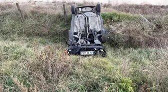 Lüleburgaz'da otomobil şarampole yuvarlandı: 1 yaralı