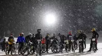 Erzurum'da Snowbike Türkiye Şampiyonası öncesi sporcular antrenman yaptı