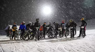 Erzurum'da Snowbike Türkiye Şampiyonası öncesi sporcular antrenman yaptı