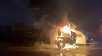 Tekirdağ'da beton pompası alev topuna döndü