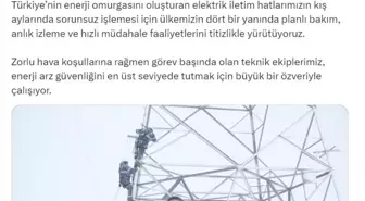 Bakan Bayraktar: Vatandaşlarımıza kesintisiz enerji akışı sağlamak için ekiplerimiz sahada