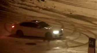 Bolu'da karla kaplı tesiste 'drift' keyfi pahalıya patladı