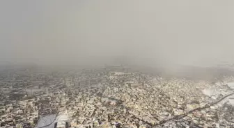 Kar altındaki Mardin, dronla görüntülendi