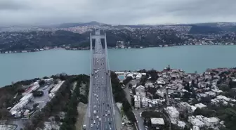 Kar yağışının ardından FSM Köprüsü havadan görüntülendi