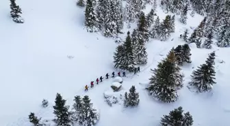 Kar yağışıyla beyaza bürünen Aladağlar Milli Parkı dronla görüntülendi