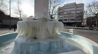 Tekirdağ'da sıcaklık eksi 11'i gördü, süs havuzları dondu