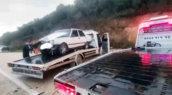 Tirilye-Mudanya kaygan yoldaki kaza ucuz atlatıldı