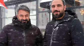 Elazığ'da doğaseverin köpeklerle zor anları dron kamerasında