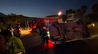 Kırıkhan'da yan yatan otomobilin sürücüsü yaralandı