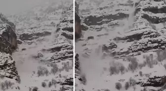 Şırnak'ta çığ düşme anı kameraya yansıdı