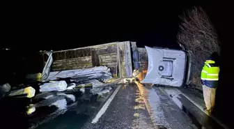 Bilecik'te direksiyon hakimiyetini kaybeden tır sürücüsü kaza yaptı