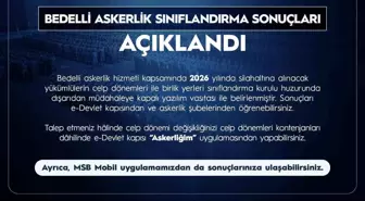 Bedelli askerlik sınıflandırma sonuçları açıklandı