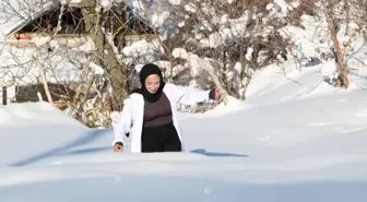 Ebe Aysel, 1,5 metre karda yürüyerek sağlık hizmeti veriyor