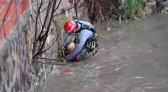 Yağmur suları yükseldi, çayda mahsur kalan vatandaşı itfaiye kurtardı