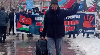 Erzurum'da sağlıkçılar Gazze için sessiz yürüyüşlerini 115. haftada sürdürdü