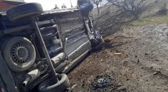 Kulu'da kontrolden çıkan kamyonet devrildi