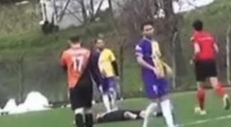 Amatör lig maçında, futbolcunun dili boğazına kaçtı