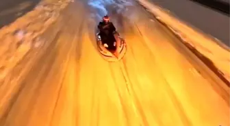 Şişme botu kızak yapıp ATV araçla çektiler