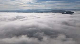 Çorum'da oluşan sis dron ile görüntülendi