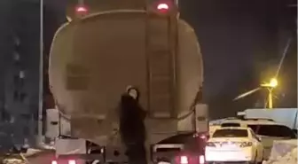 Tanker arkasında tehlikeli yolculuk