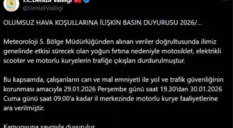 Denizli Valiliği fırtına nedeniyle motorlu kurye faaliyetlerini durdurdu