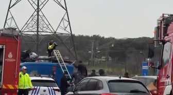 Kemerburgaz'da cezaevi nakil aracı devrildi; yaralılar var