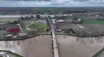 Edirne'de nehir debileri yağışlarla yükseldi