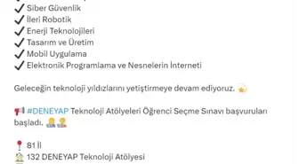 Bakan Kacır: DENEYAP Atölyeleri öğrenci seçme sınavı başvuruları başladı