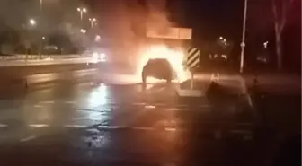 Maltepe'de seyir halindeki otomobil alev alev yandı