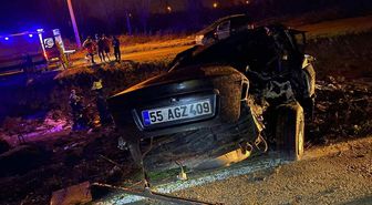 Samsun'da devrilen otomobilin sürücüsü öldü