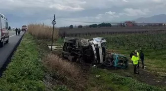 Çekiciden savrulan kamyon şarampole uçtu