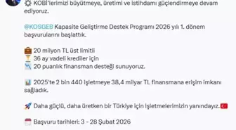 KOSGEB Kapasite Geliştirme Destek Programı 2026 yılı 1'inci dönem başvuruları başladı