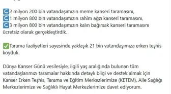 Bakan Memişoğlu'ndan, '4 Şubat Dünya Kanser Günü' paylaşımı