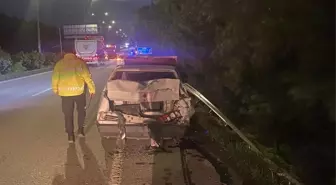 Muğla'da otomobille çarpışıp şarampole devrilen vincin sürücüsü yaralandı