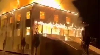 Bolu'da cami alev alev yandı