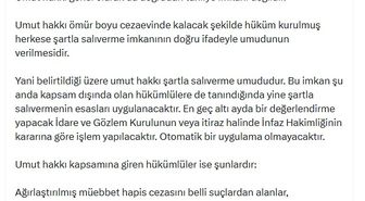 Cumhurbaşkanı Başdanışmanı Uçum: 'Umut hakkı, kişiye özgü veya Öcalan'a yönelik bir tahliye imkanı değildir'