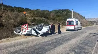 Ters dönen otomobilin sürücüsü yaralandı