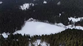 Artvin'in 'sakin şehir' ünvanlı Şavşat ilçesindeki Karagöl'ün yüzeyi buz tuttu