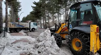 Başçiftlik ilçe merkezinde kar temizliği çalışmaları devam ediyor