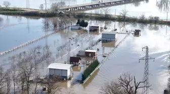 Edirne'de Meriç Nehri'nin debisi artmaya devam ediyor