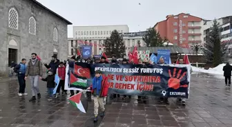 Erzurum'da sağlıkçılar Gazze için sessiz yürüyüşlerini 117. haftada sürdürdü