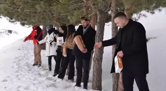 Erzurum'da Palandöken Dağı'nda kuşlar için yem bırakıldı