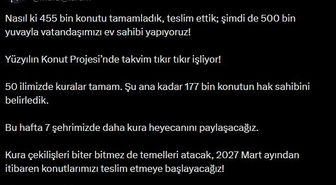 Bakan Kurum: Bu hafta 7 şehrimizde daha kura heyecanını paylaşacağız