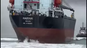 Sarıyer'de karaya oturan kargo gemisi kurtarıldı