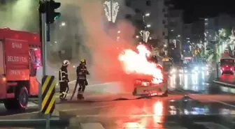 Sivas'ta taksi, alev alev yandı