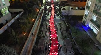 Çankırı'da İstiklal Marşı'nın kabulünün 105. yılı, 105 metrelik Türk bayrağı açılarak kutlandı