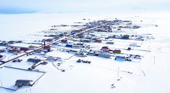 Kars'ta karla beyaza bürünen köyler dronla görüntülendi