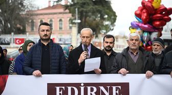 Mescid-i Aksa'nın ibadete kapatılması Edirne'de protesto edildi