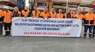 Salıpazarı Belediyesi çalışanlarından Belediye Başkanı Karaca'ya 'zam' teşekkürü