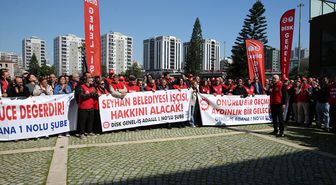 Seyhan Belediyesinde bir grup işçi eylem yaptı